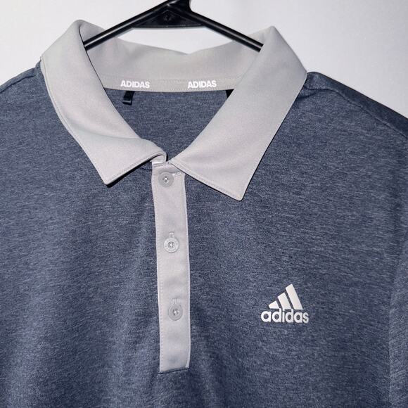 Adidas Gray & White Colorblock Polo Shirt mens Size Small - Picture 3 of 7